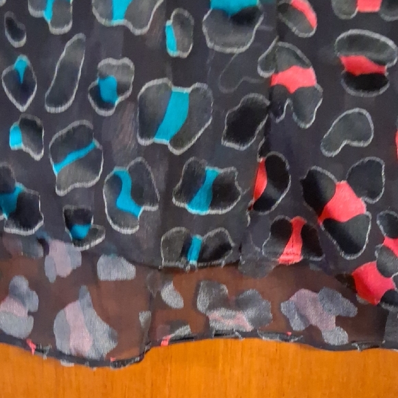 Alice + Olivia Sheer Black Blouse with Multicolor Print - Picture 10 of 11